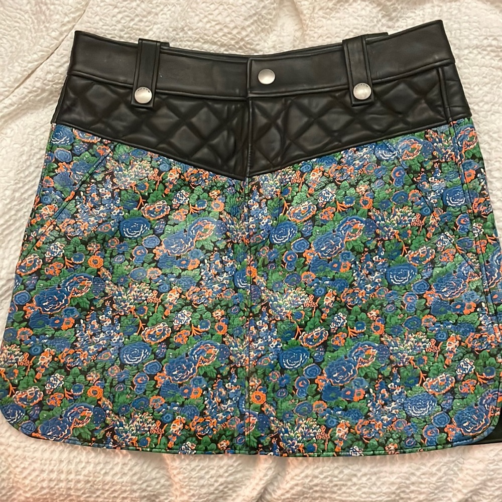 Coach Floral Leather Skirt